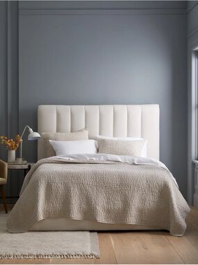 New Quince European Linen Cotton Stitch Quilt Full/Queen - Natural $150